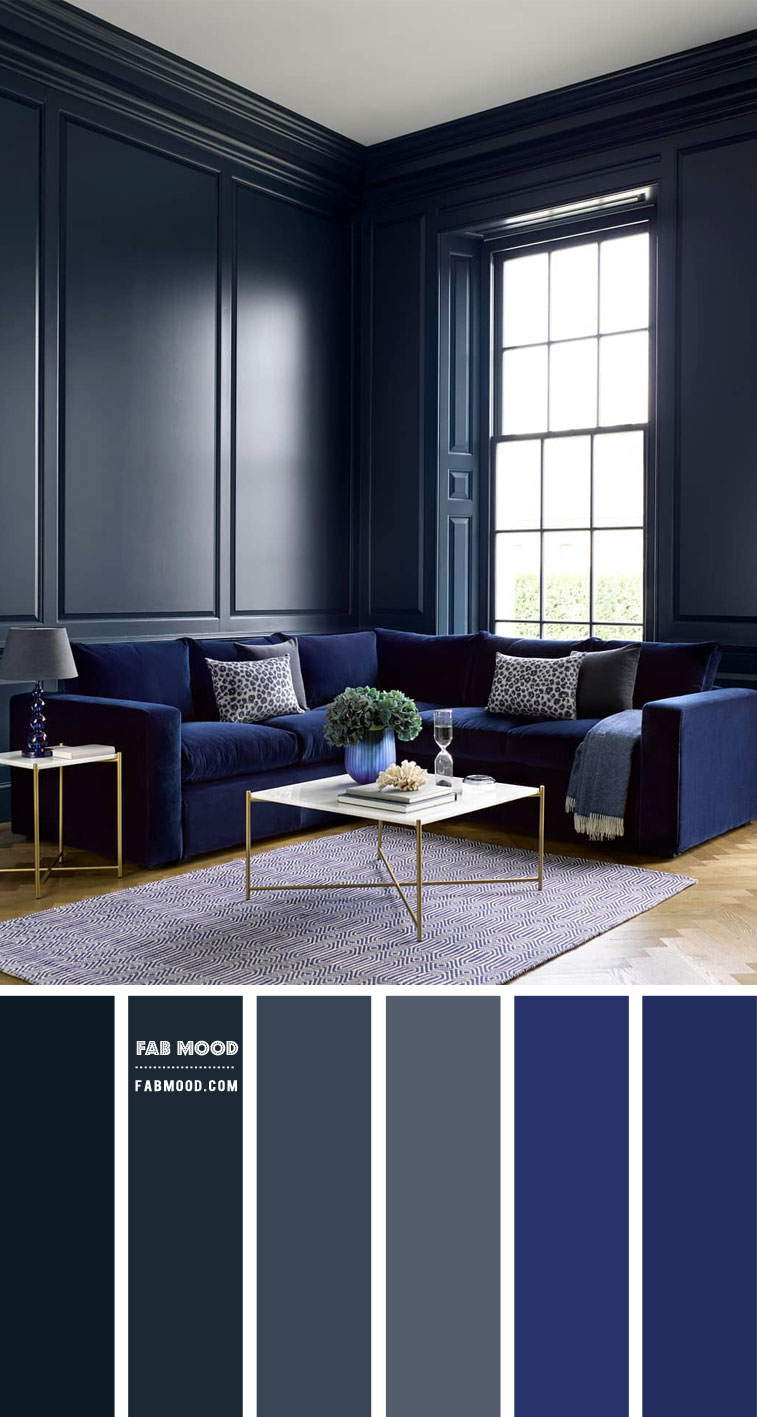 Dark Grey and Prussian Blue Living Room { Moody Living Room }